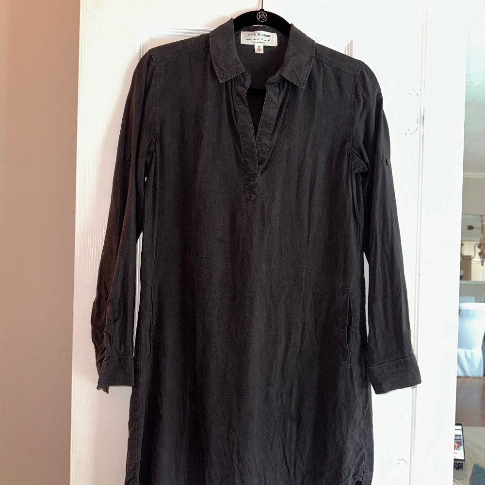 Anthropologie Cloth and Stone Black Tunic Dress Size XS